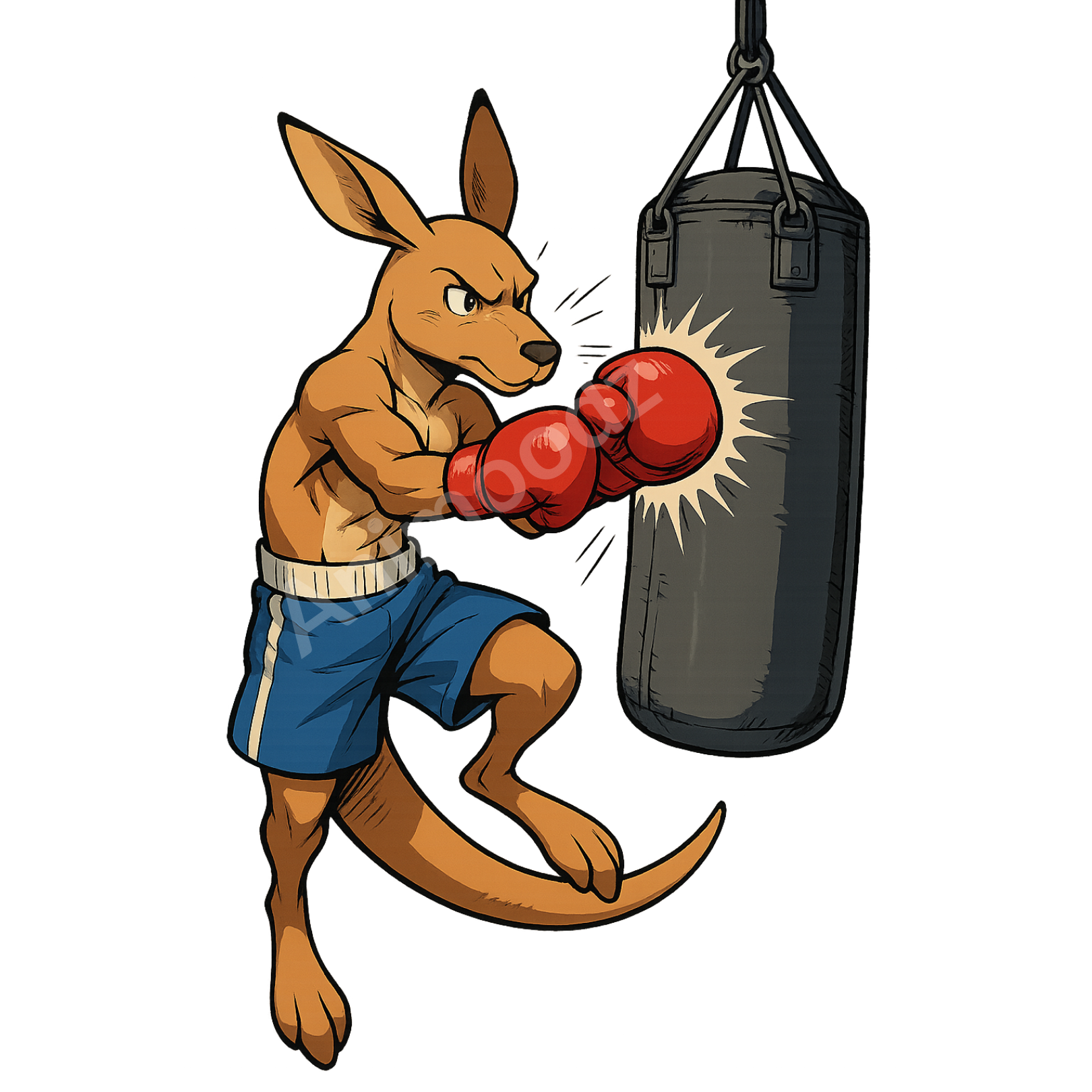 T-shirt de sport blanc 100% polyester - kangourou boxeur - Homme & Femme