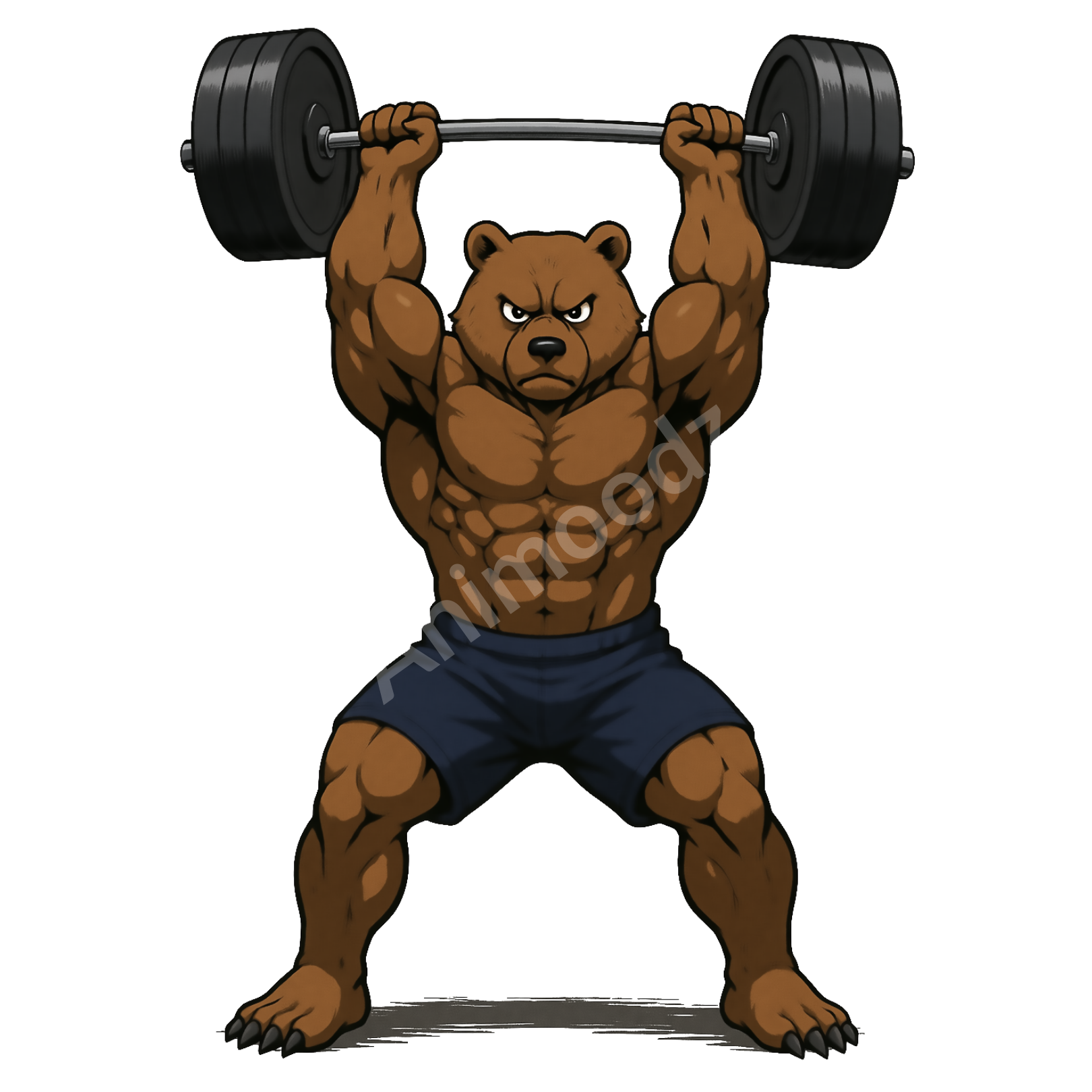 T-shirt de sport blanc 100% polyester - ours musclé haltérophilie - Homme & Femme