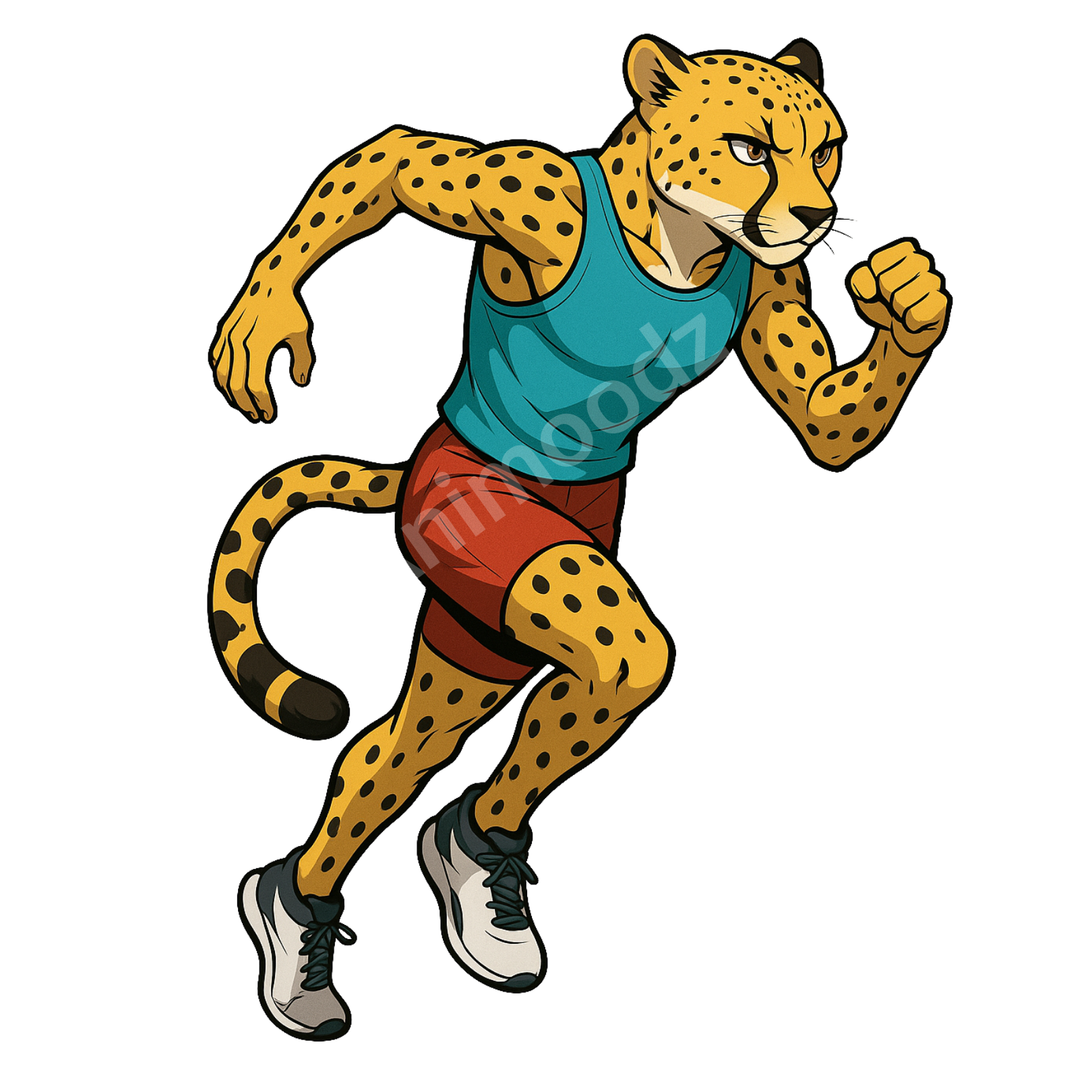 T-shirt de sport blanc 100% polyester - guépard course - Homme & Femme