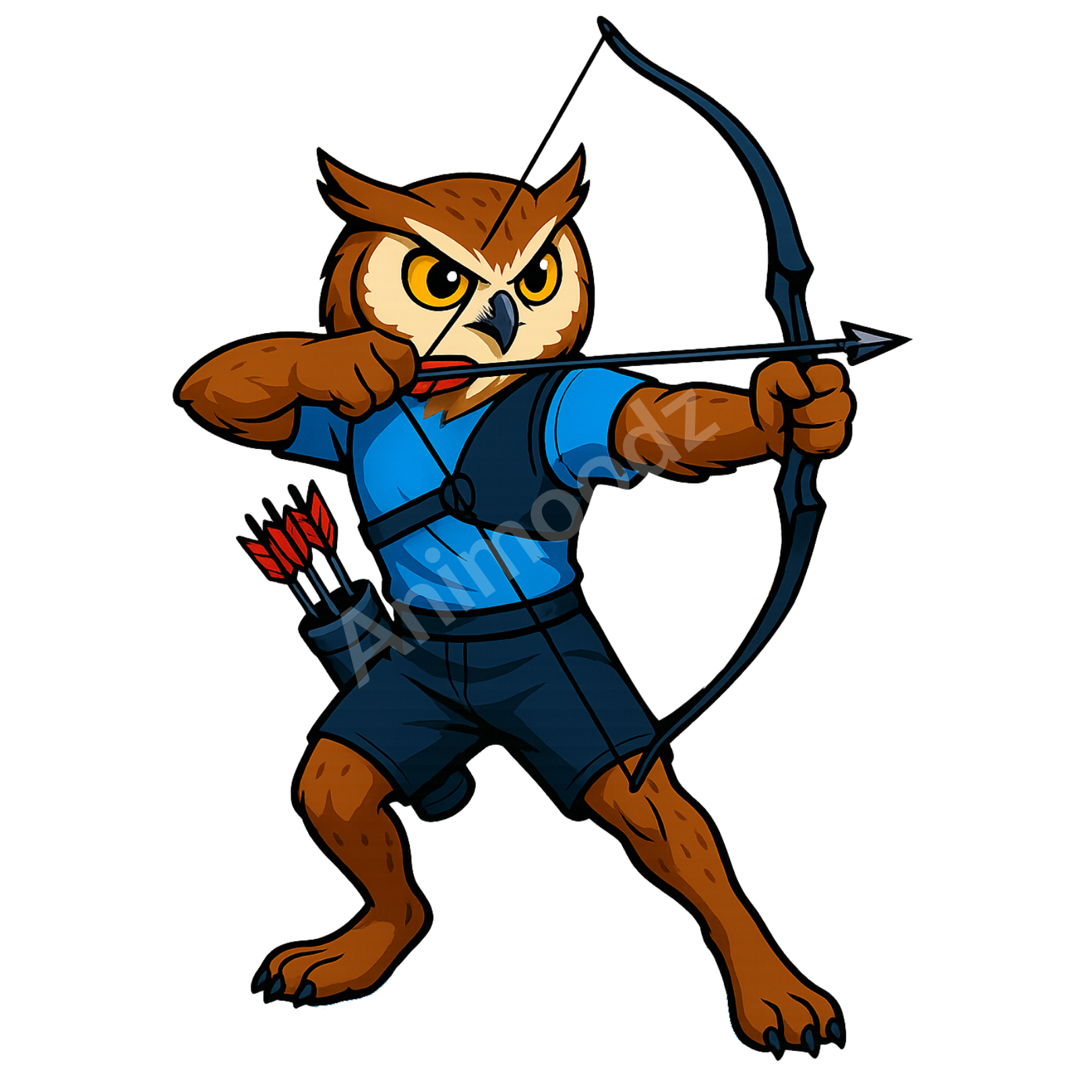 T-shirt de sport blanc 100% polyester - chouette tir à l'arc - Homme & Femme