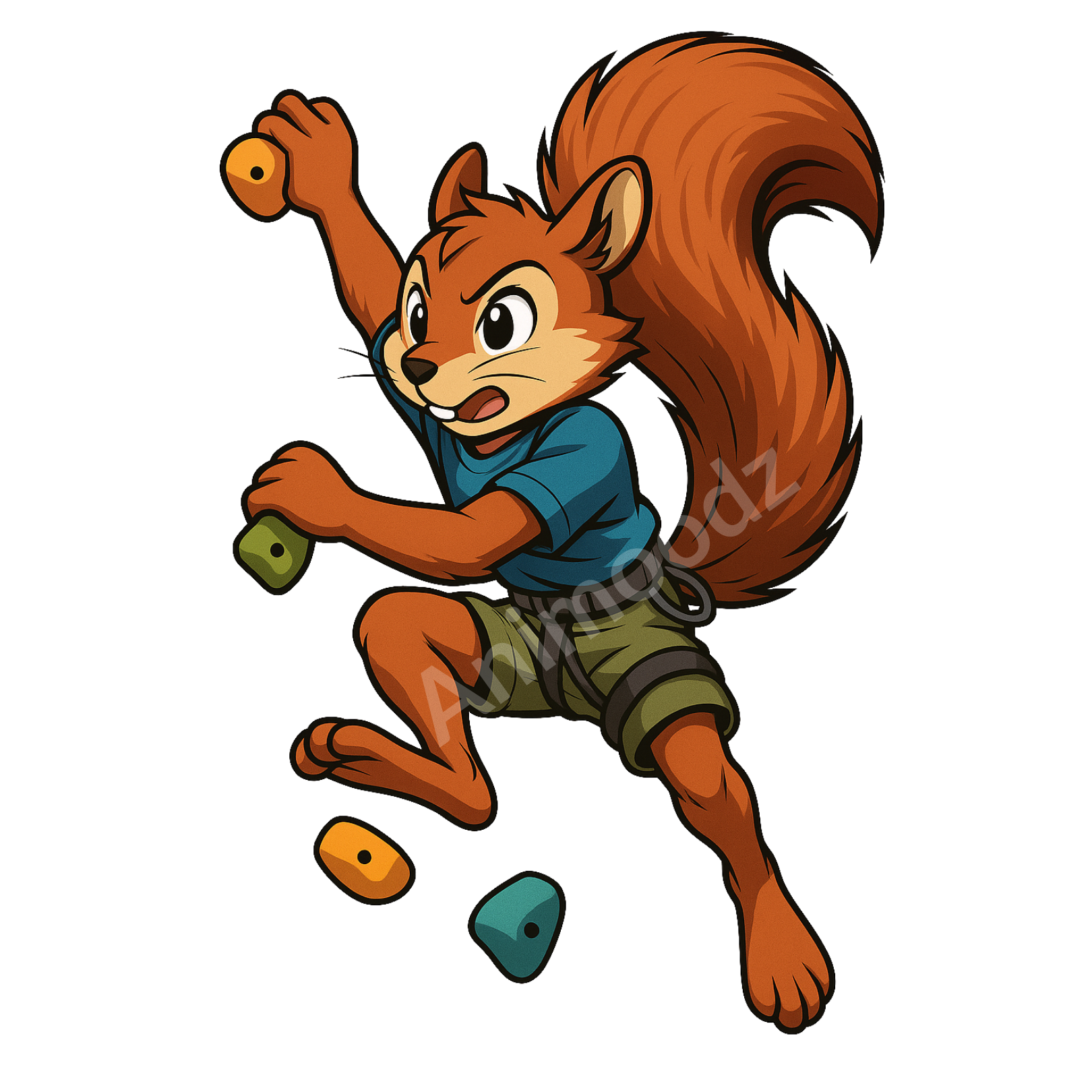 T-shirt de sport blanc 100% polyester - écureuil escalade - Homme & Femme