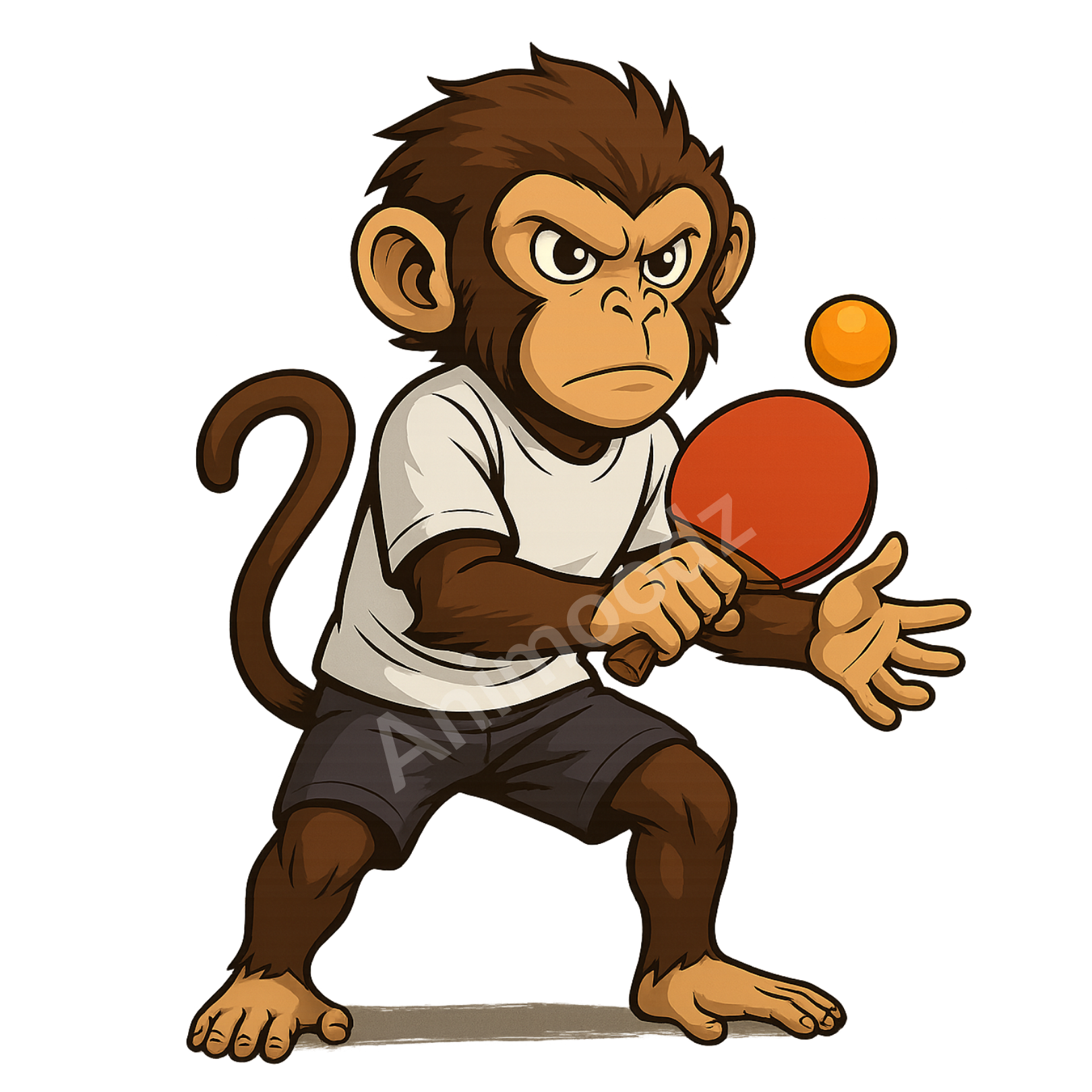 T-shirt de sport blanc 100% polyester - singe ping-pong - Homme & Femme