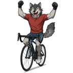 T-shirt de sport blanc 100% polyester - loup cycliste triomphant - Homme & Femme