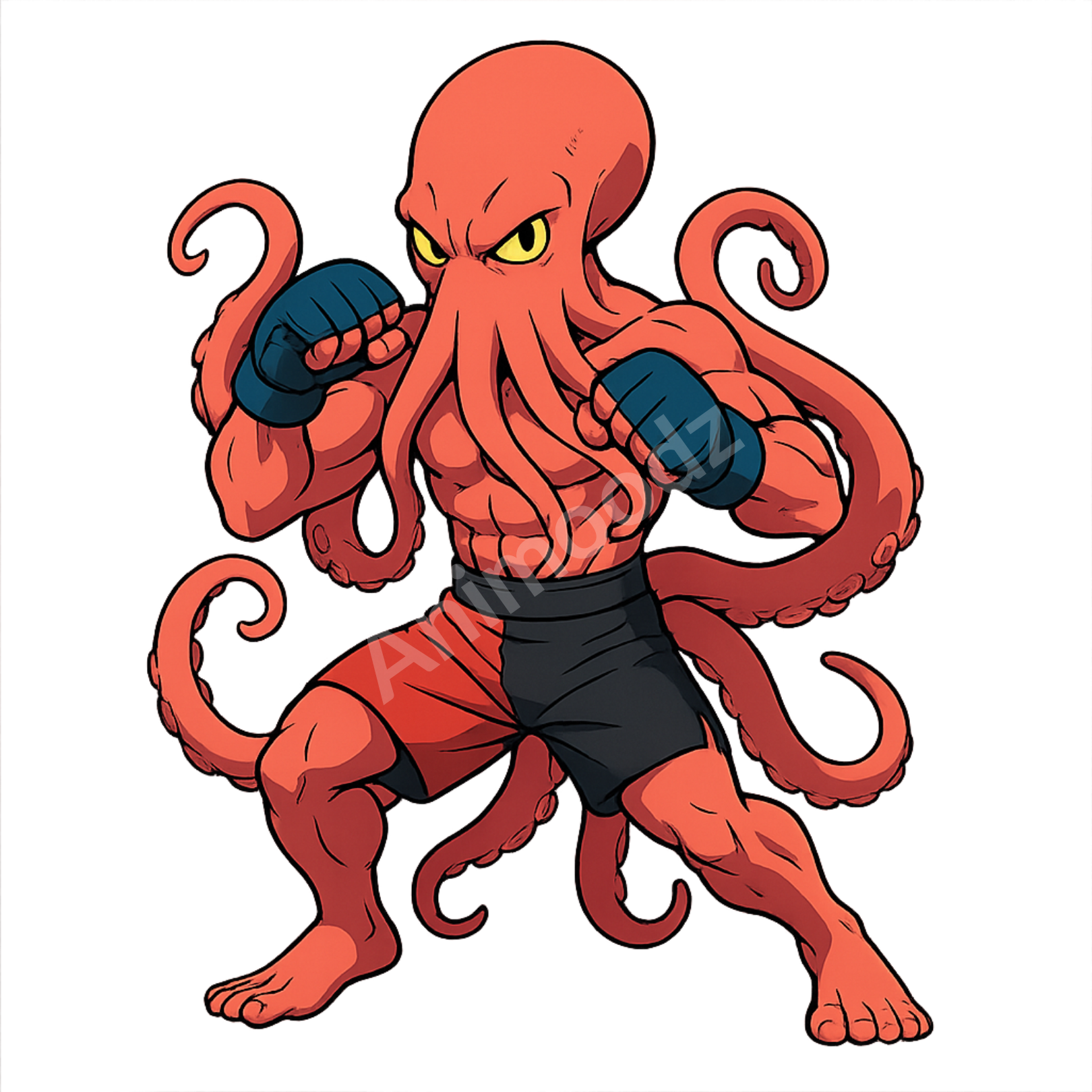 T-shirt de sport blanc 100% polyester - poulpe MMA - Homme & Femme