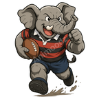 T-shirt de sport blanc 100% polyester - éléphant rugbyman - Homme & Femme