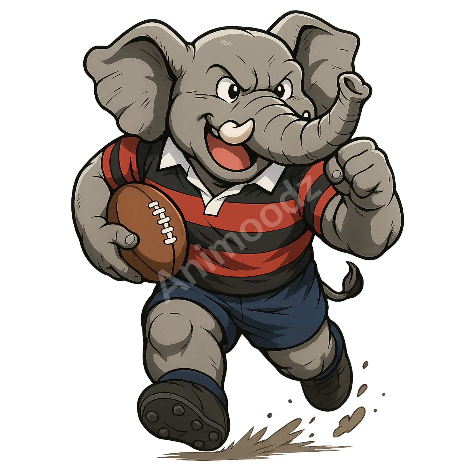 T-shirt de sport blanc 100% polyester - éléphant rugbyman - Homme & Femme