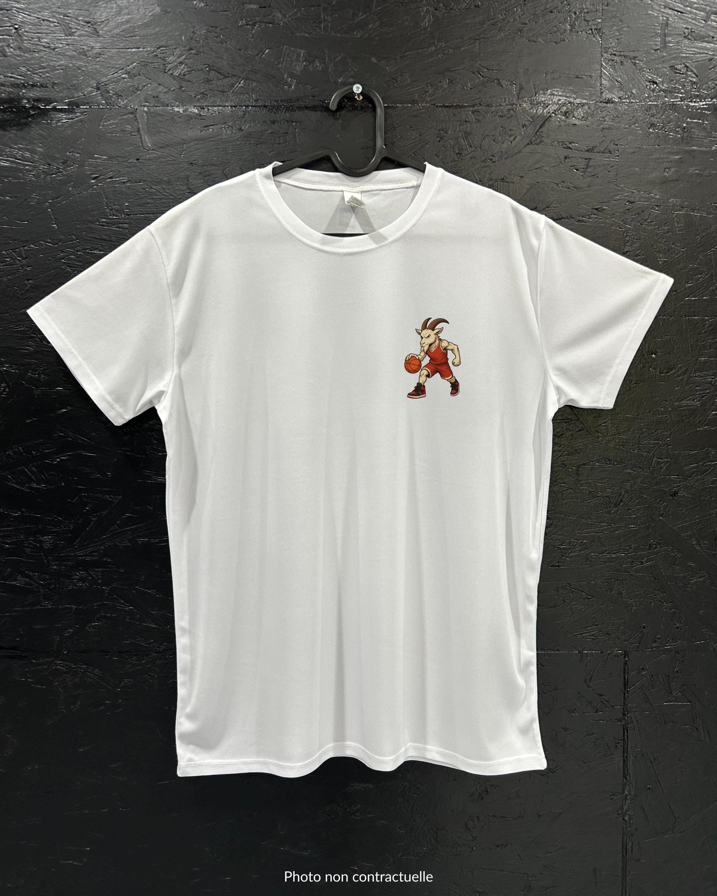 T-shirt de sport blanc 100% polyester - goat basketball - Homme & Femme