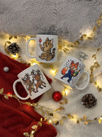 Mug édition Noël et Nouvel An - Rennes et guirlande lumineuse