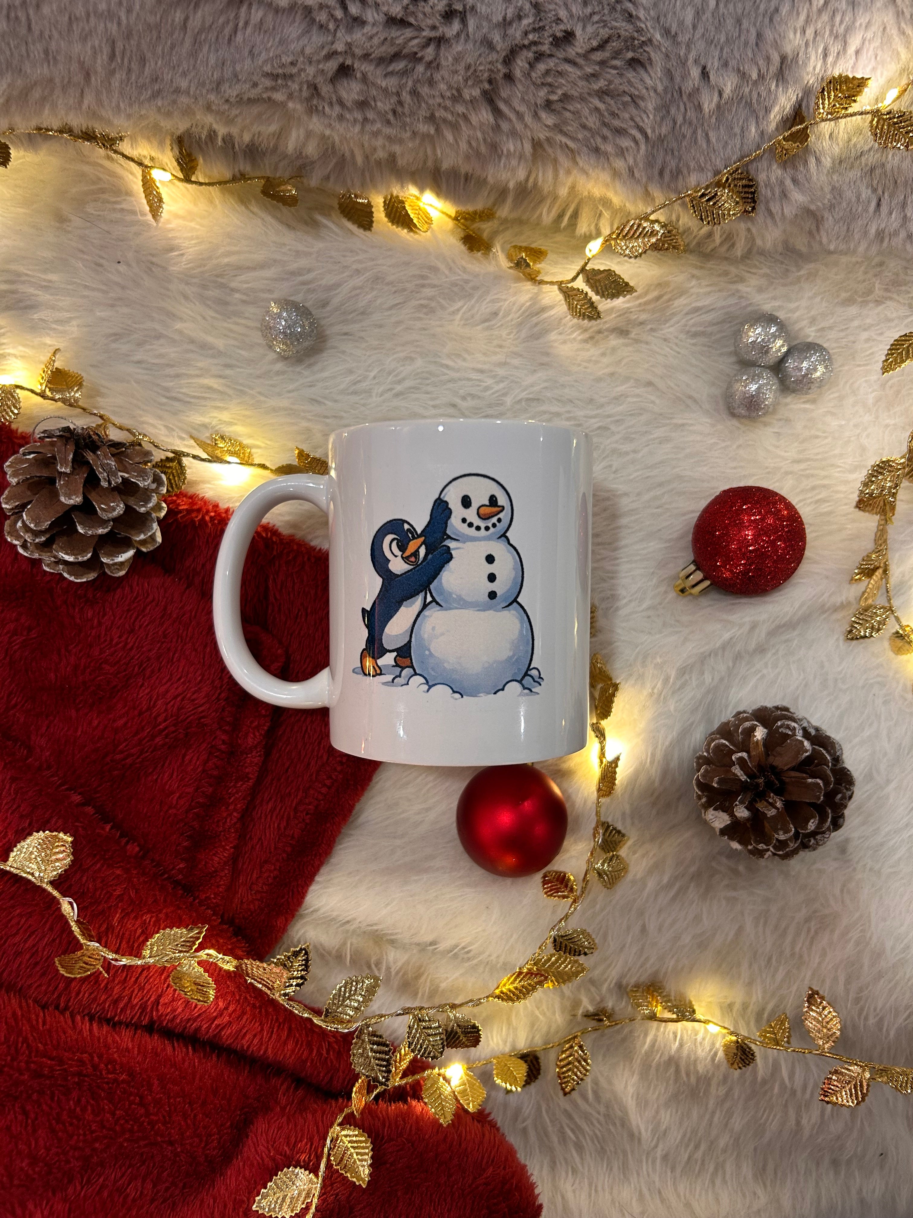 Mug édition Noël et Nouvel An - Pingouin et bonhomme de neige
