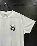 T-shirt de sport blanc 100% polyester - panda karatéka - Homme & Femme