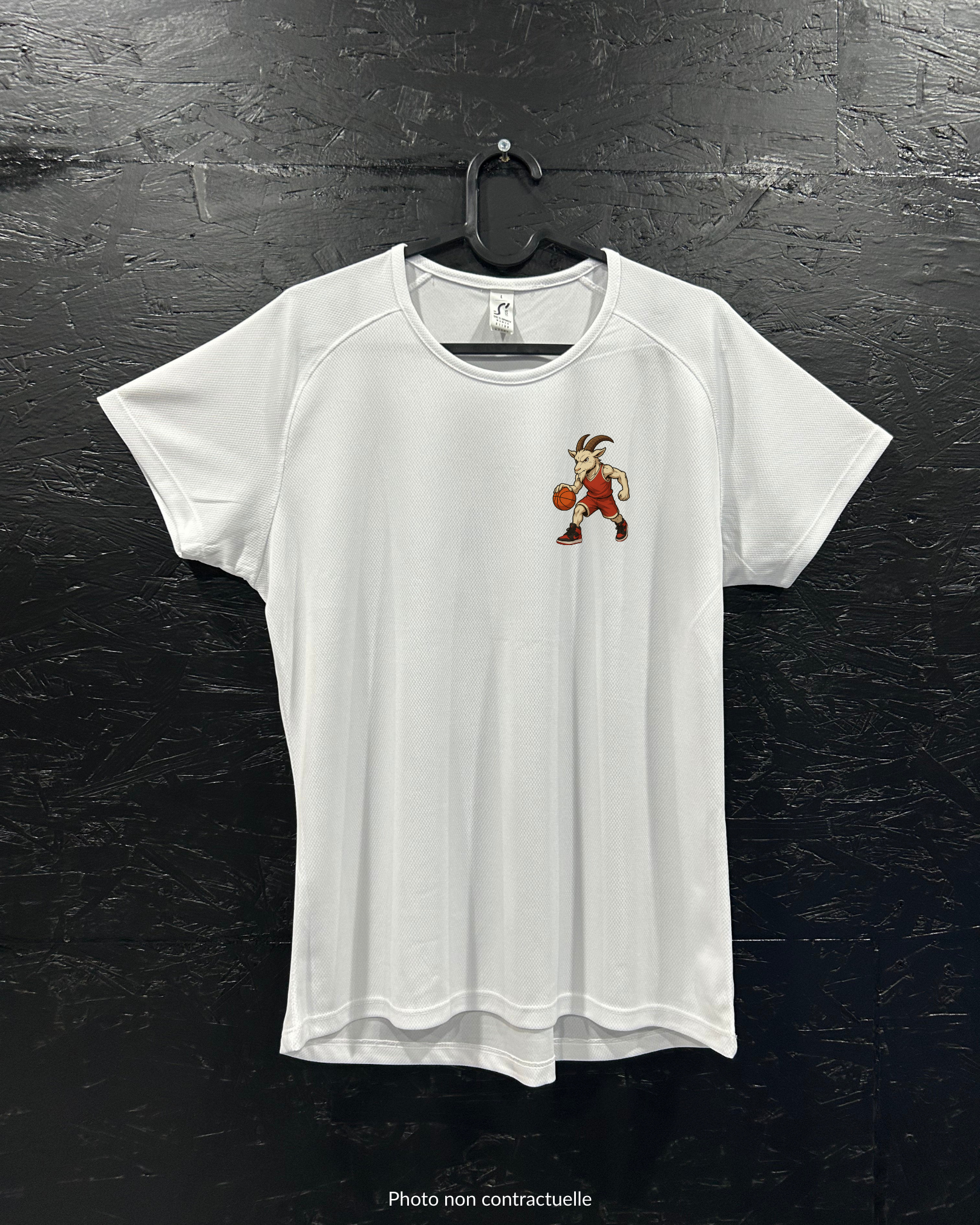 T-shirt de sport blanc 100% polyester - goat basketball - Homme & Femme