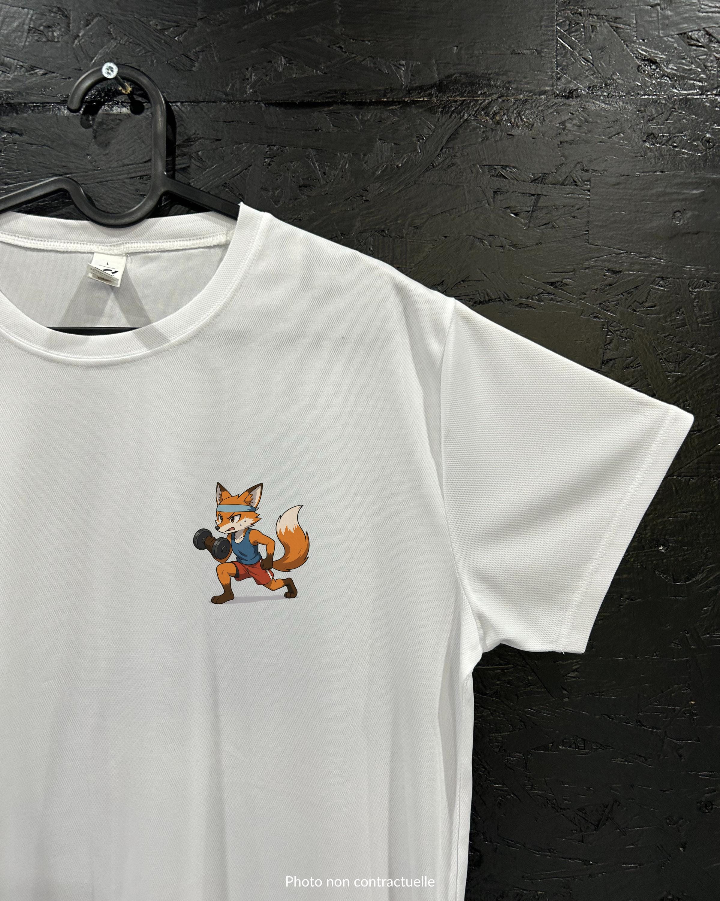 T-shirt de sport blanc 100% polyester - renard fitness - Homme & Femme