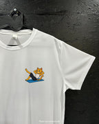 T-shirt de sport blanc 100% polyester - chat pilate - Homme & Femme