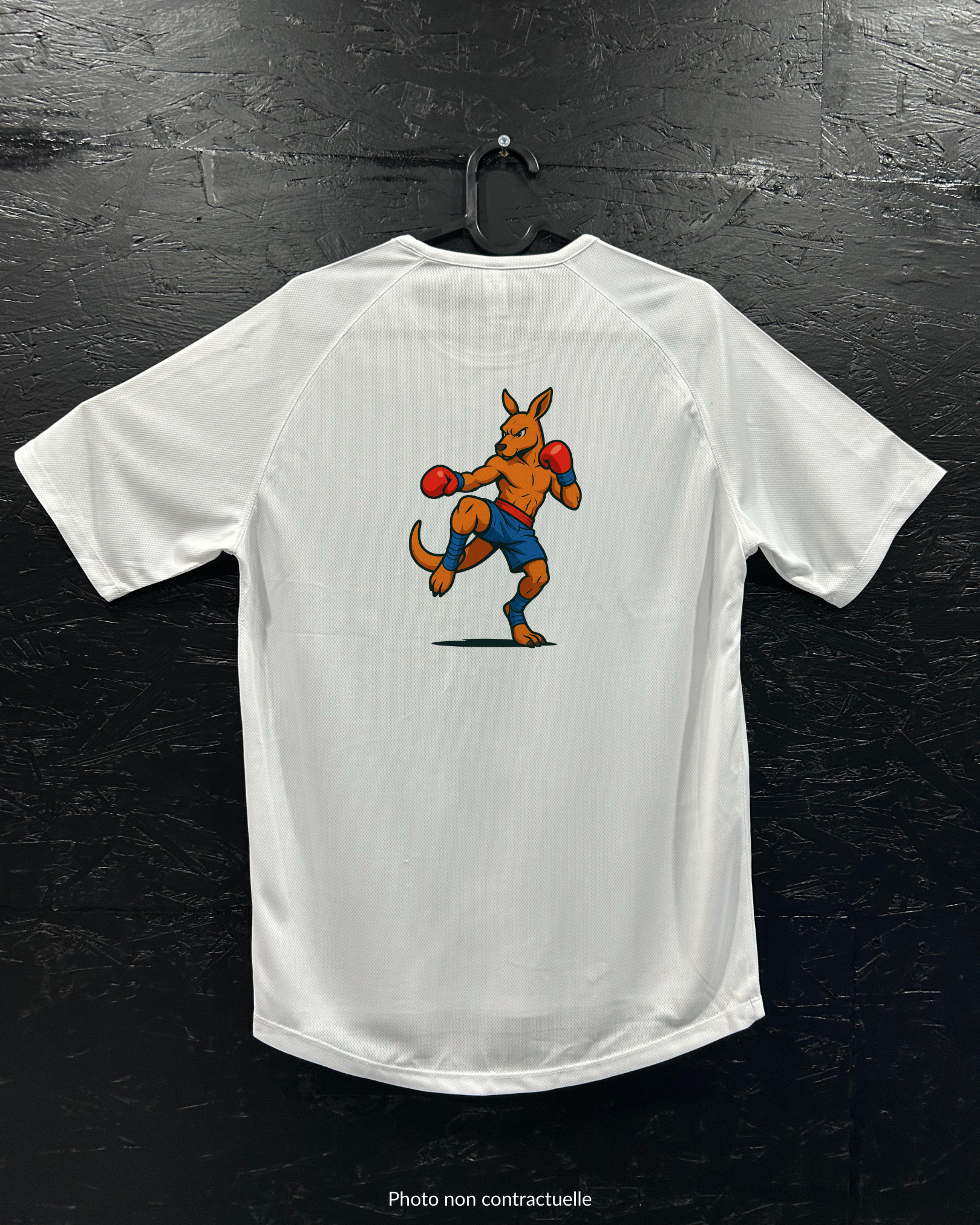 T-shirt de sport blanc 100% polyester - kangourou boxe - Homme & Femme