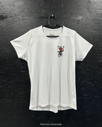 T-shirt de sport blanc 100% polyester - loup cycliste triomphant - Homme & Femme