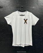 T-shirt de sport blanc 100% polyester - ours musclé haltérophilie - Homme & Femme