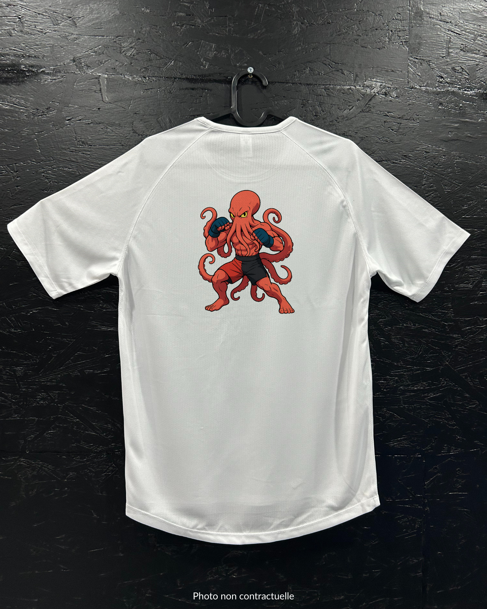T-shirt de sport blanc 100% polyester - poulpe MMA - Homme & Femme