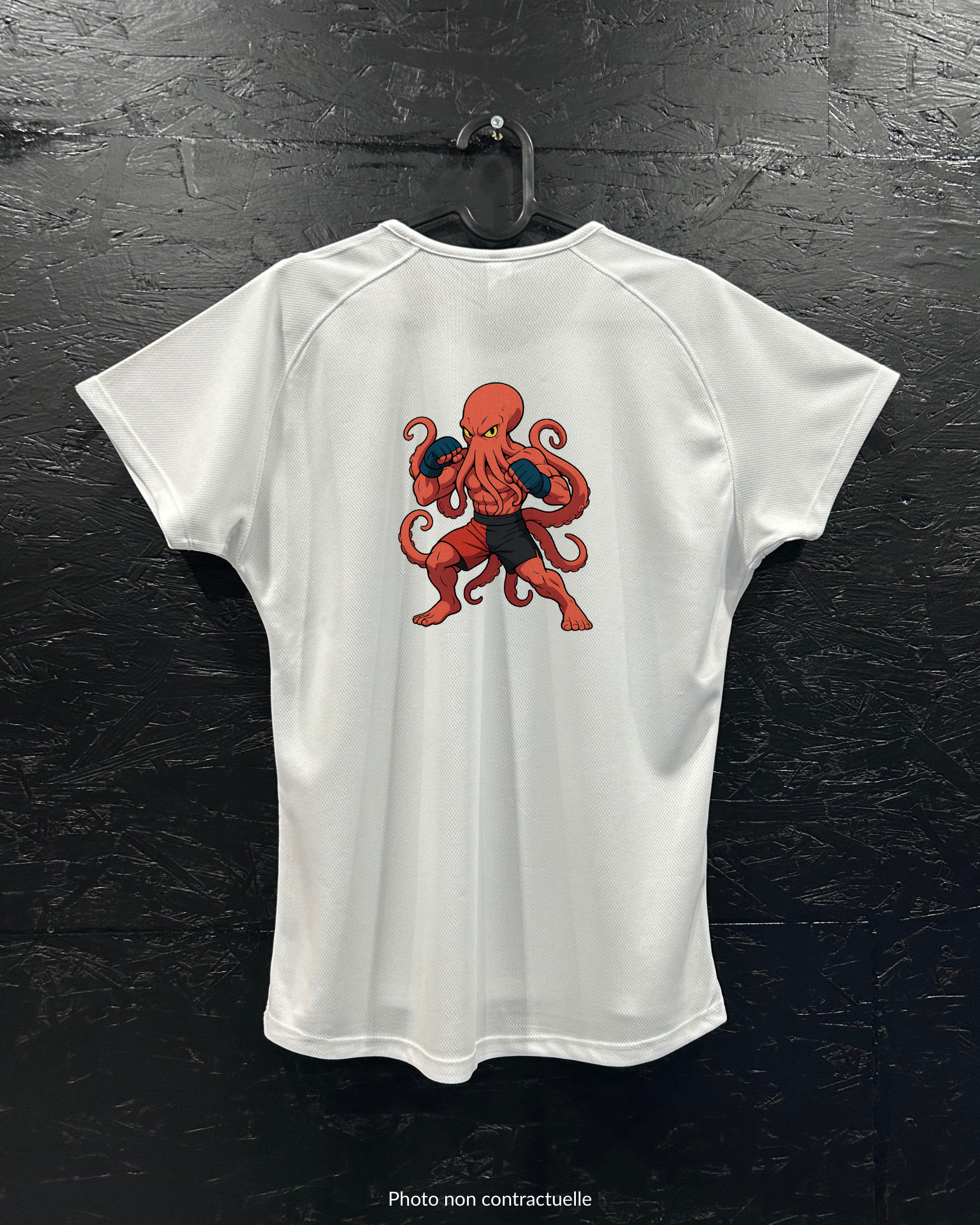 T-shirt de sport blanc 100% polyester - poulpe MMA - Homme & Femme