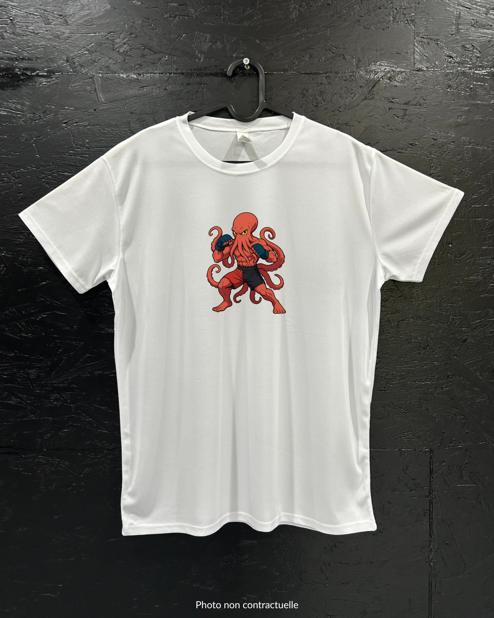 T-shirt de sport blanc 100% polyester - poulpe MMA - Homme & Femme