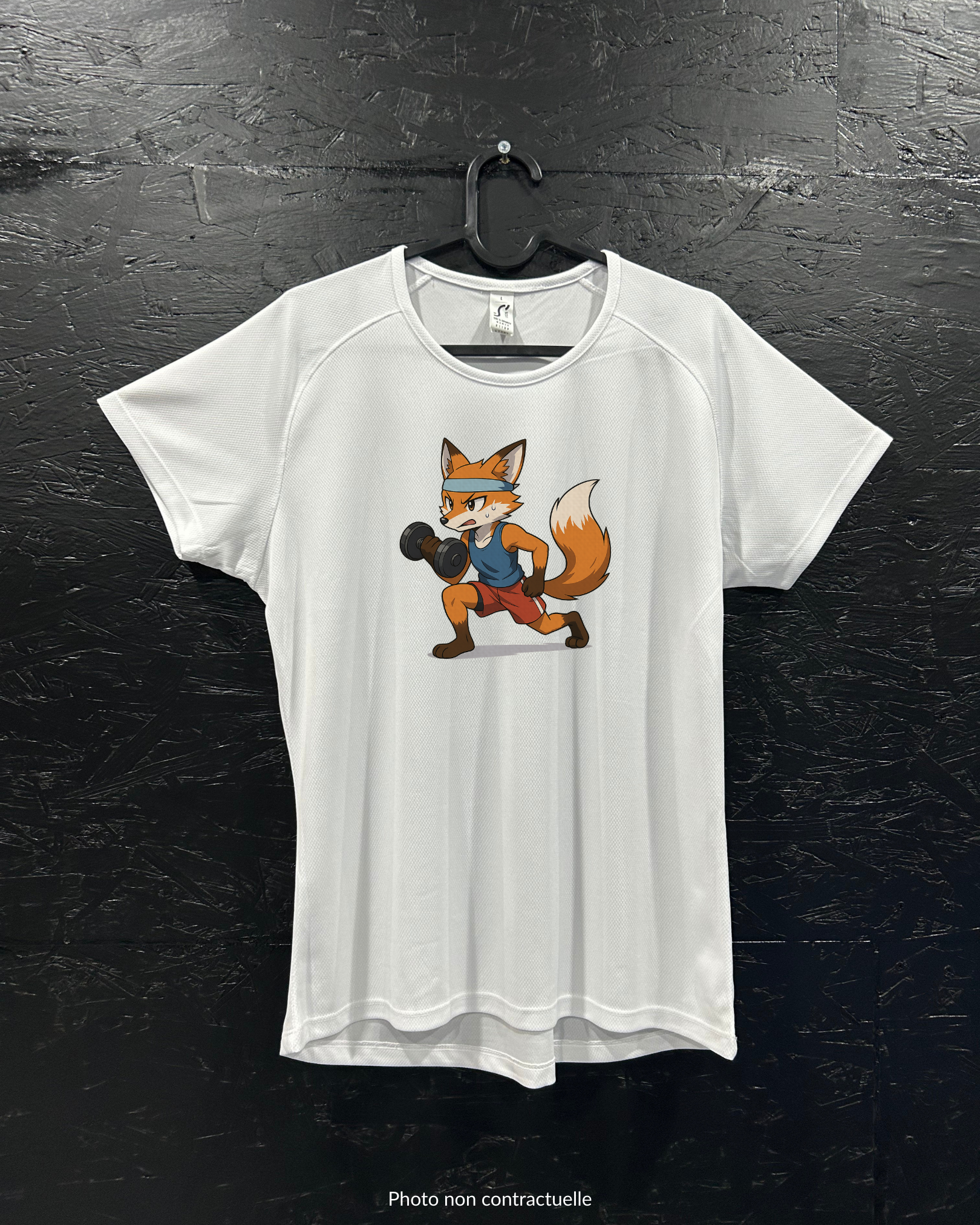 T-shirt de sport blanc 100% polyester - renard fitness - Homme & Femme